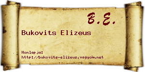 Bukovits Elizeus névjegykártya